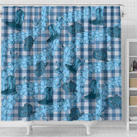 Cyan Palaka Hawaii Cowboy Shower Curtain Puakenikeni Lei Paniolo Papale Seamless Vibes LT14 - Polynesian Pride