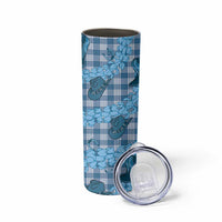 Cyan Palaka Hawaii Cowboy Skinny Tumbler Puakenikeni Lei Paniolo Papale Seamless Vibes LT14 - Polynesian Pride