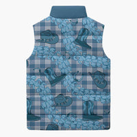 Cyan Palaka Hawaii Cowboy Sleeveless Puffer Jacket Puakenikeni Lei Paniolo Papale Seamless Vibes LT14 - Polynesian Pride