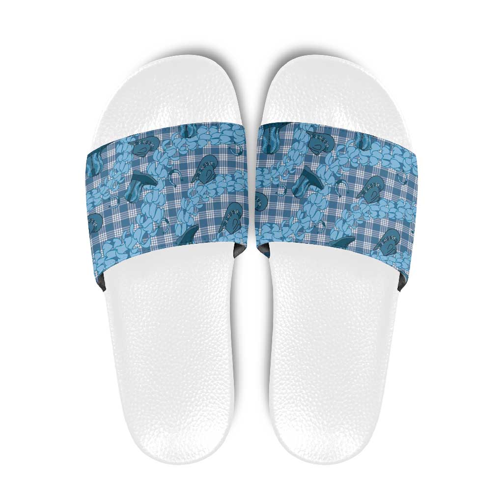 Cyan Palaka Hawaii Cowboy Slide Sandals Puakenikeni Lei Paniolo Papale Seamless Vibes LT14 Cyan - Polynesian Pride
