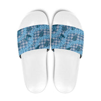 Cyan Palaka Hawaii Cowboy Slide Sandals Puakenikeni Lei Paniolo Papale Seamless Vibes LT14 Cyan - Polynesian Pride