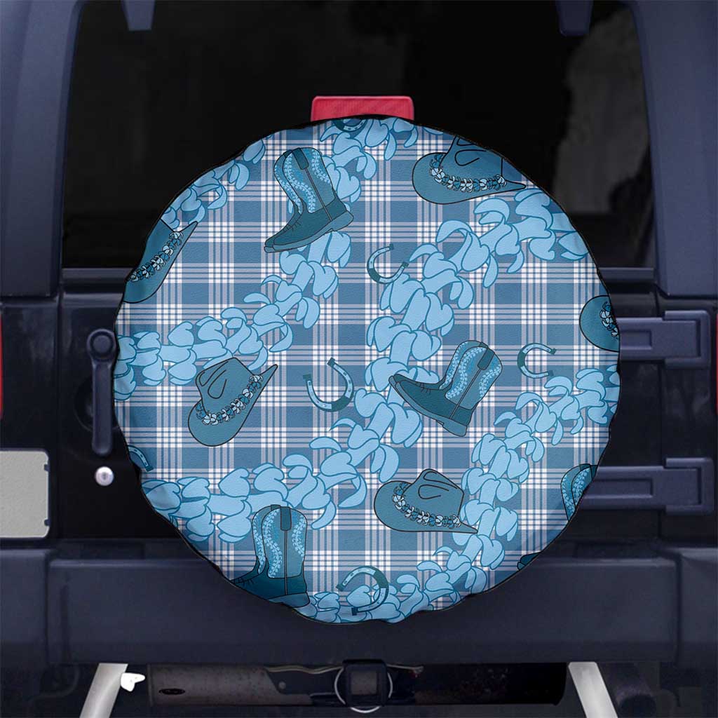 Cyan Palaka Hawaii Cowboy Spare Tire Cover Puakenikeni Lei Paniolo Papale Seamless Vibes LT14 No hole Cyan - Polynesian Pride