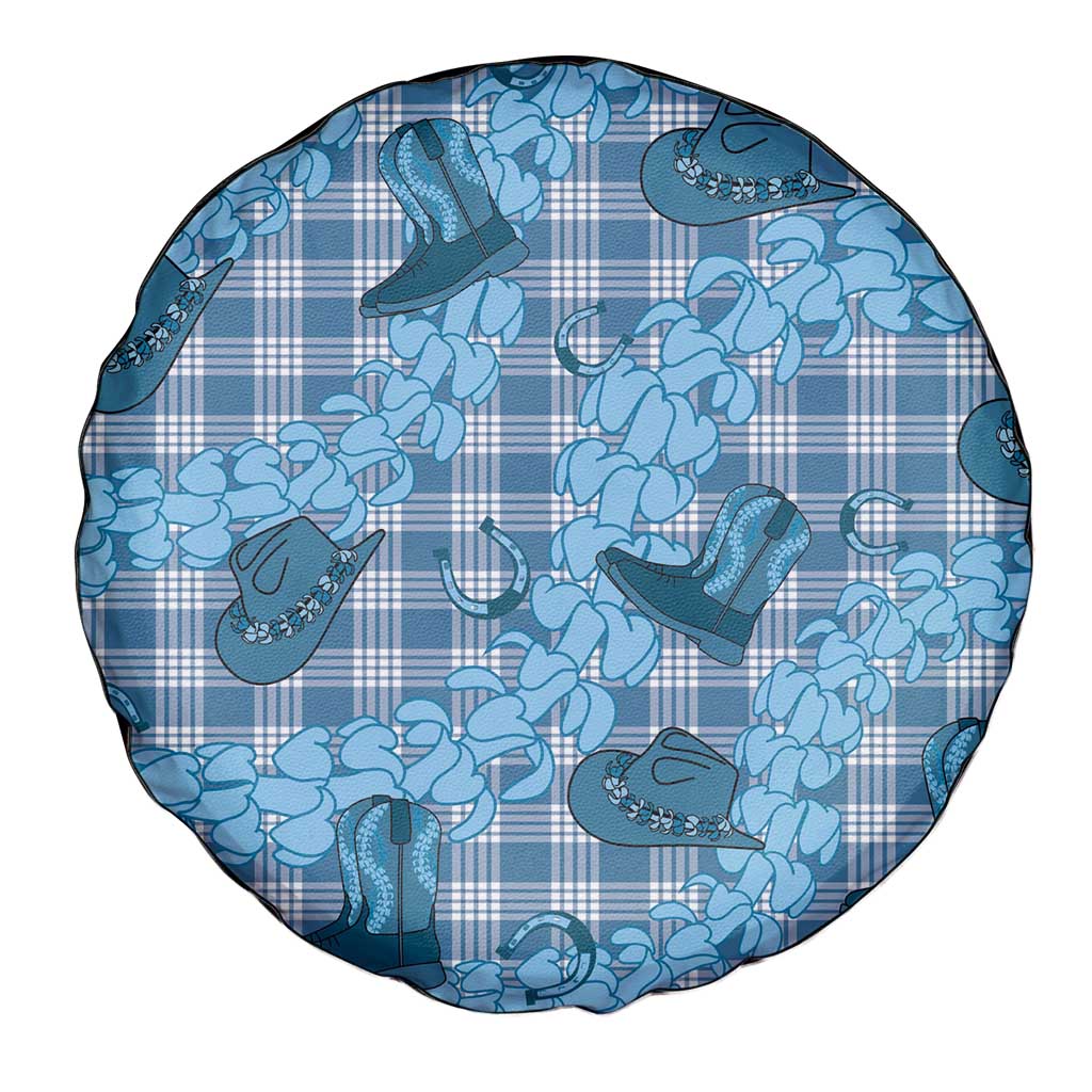 Cyan Palaka Hawaii Cowboy Spare Tire Cover Puakenikeni Lei Paniolo Papale Seamless Vibes LT14 - Polynesian Pride