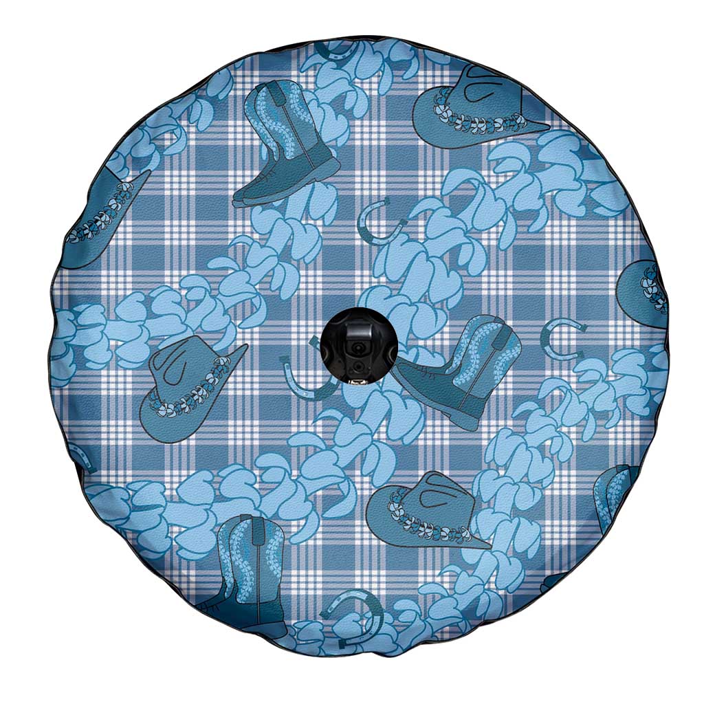 Cyan Palaka Hawaii Cowboy Spare Tire Cover Puakenikeni Lei Paniolo Papale Seamless Vibes LT14 - Polynesian Pride