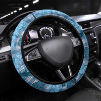 Cyan Palaka Hawaii Cowboy Steering Wheel Cover Puakenikeni Lei Paniolo Papale Seamless Vibes LT14 Universal Fit Cyan - Polynesian Pride