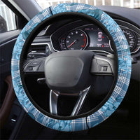 Cyan Palaka Hawaii Cowboy Steering Wheel Cover Puakenikeni Lei Paniolo Papale Seamless Vibes LT14 - Polynesian Pride