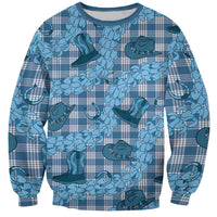 Cyan Palaka Hawaii Cowboy Sweatshirt Puakenikeni Lei Paniolo Papale Seamless Vibes LT14 Unisex Cyan - Polynesian Pride