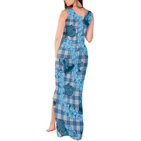 Cyan Palaka Hawaii Cowboy Tank Maxi Dress Puakenikeni Lei Paniolo Papale Seamless Vibes LT14 - Polynesian Pride