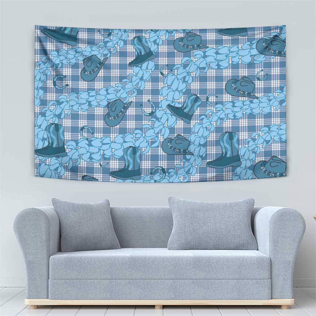 Cyan Palaka Hawaii Cowboy Tapestry Puakenikeni Lei Paniolo Papale Seamless Vibes LT14 - Polynesian Pride
