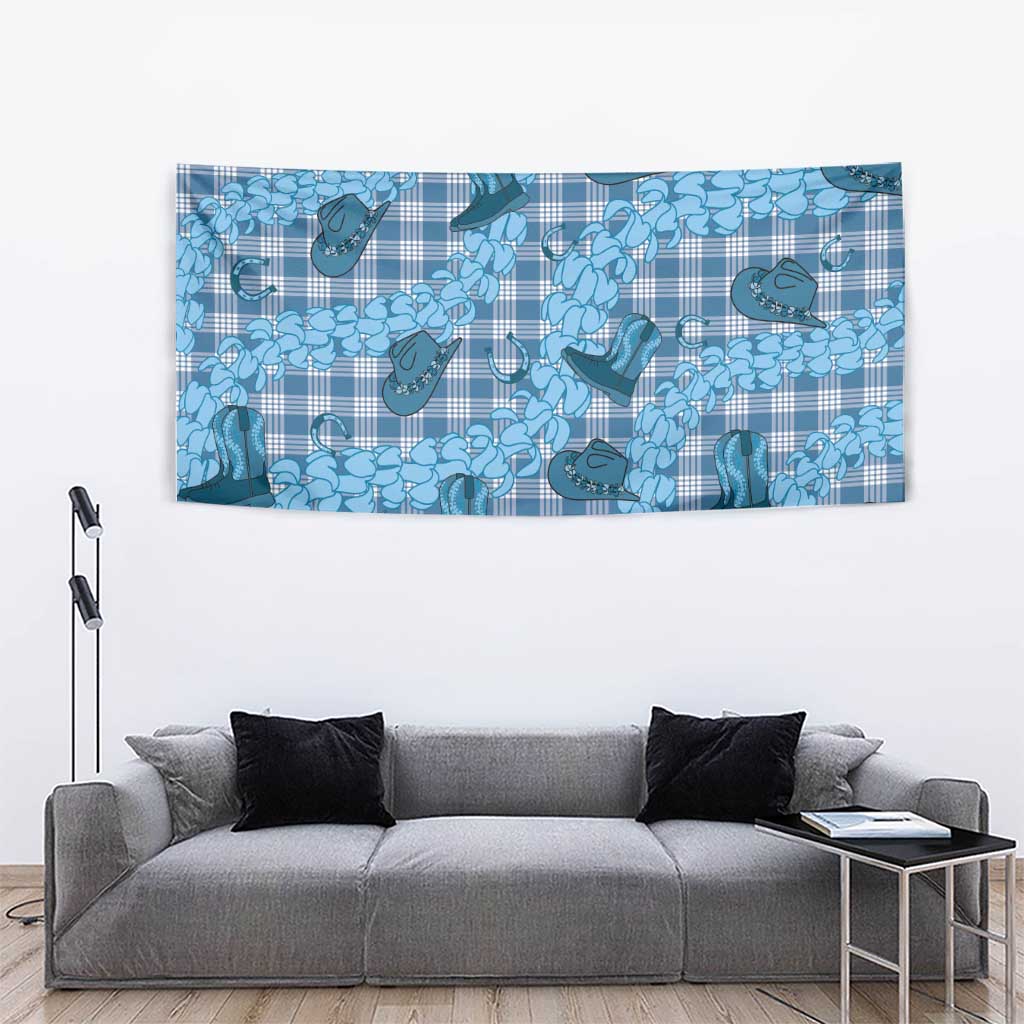 Cyan Palaka Hawaii Cowboy Tapestry Puakenikeni Lei Paniolo Papale Seamless Vibes LT14 - Polynesian Pride