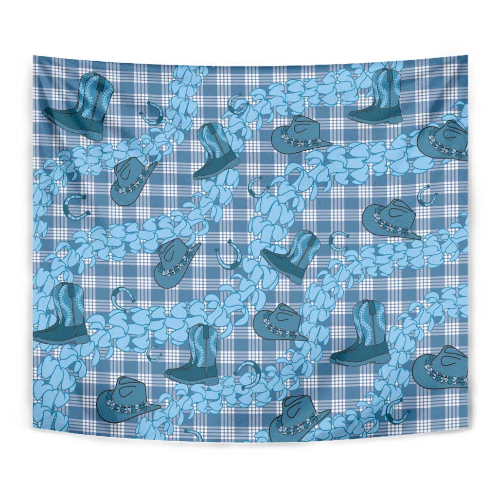 Cyan Palaka Hawaii Cowboy Tapestry Puakenikeni Lei Paniolo Papale Seamless Vibes LT14 - Polynesian Pride