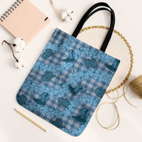 Cyan Palaka Hawaii Cowboy Tote Bag Puakenikeni Lei Paniolo Papale Seamless Vibes LT14 Black Strap One Size Cyan - Polynesian Pride