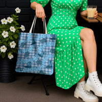 Cyan Palaka Hawaii Cowboy Tote Bag Puakenikeni Lei Paniolo Papale Seamless Vibes LT14 - Polynesian Pride