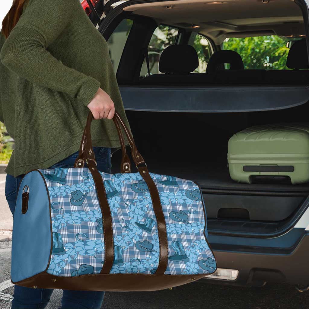Cyan Palaka Hawaii Cowboy Travel Bag Puakenikeni Lei Paniolo Papale Seamless Vibes LT14 - Polynesian Pride