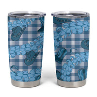 Cyan Palaka Hawaii Cowboy Tumbler Cup Puakenikeni Lei Paniolo Papale Seamless Vibes LT14 Cyan - Polynesian Pride