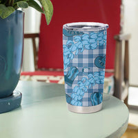 Cyan Palaka Hawaii Cowboy Tumbler Cup Puakenikeni Lei Paniolo Papale Seamless Vibes LT14 - Polynesian Pride
