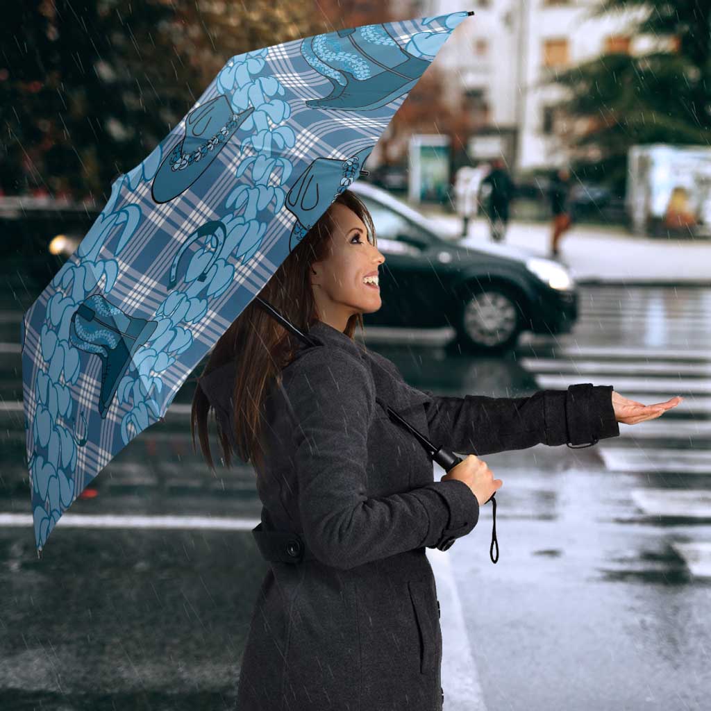 Cyan Palaka Hawaii Cowboy Umbrella Puakenikeni Lei Paniolo Papale Seamless Vibes LT14 - Polynesian Pride