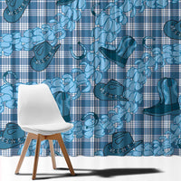 Cyan Palaka Hawaii Cowboy Window Curtain Puakenikeni Lei Paniolo Papale Seamless Vibes LT14 - Polynesian Pride