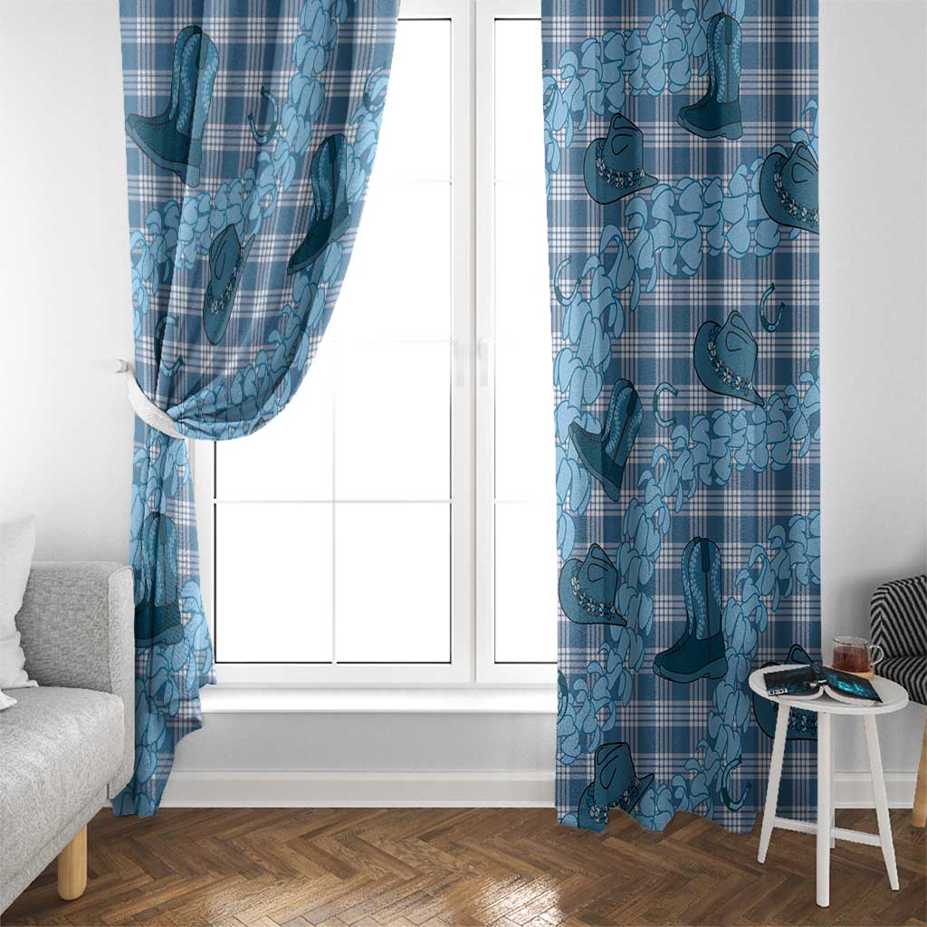 Cyan Palaka Hawaii Cowboy Window Curtain Puakenikeni Lei Paniolo Papale Seamless Vibes LT14 - Polynesian Pride