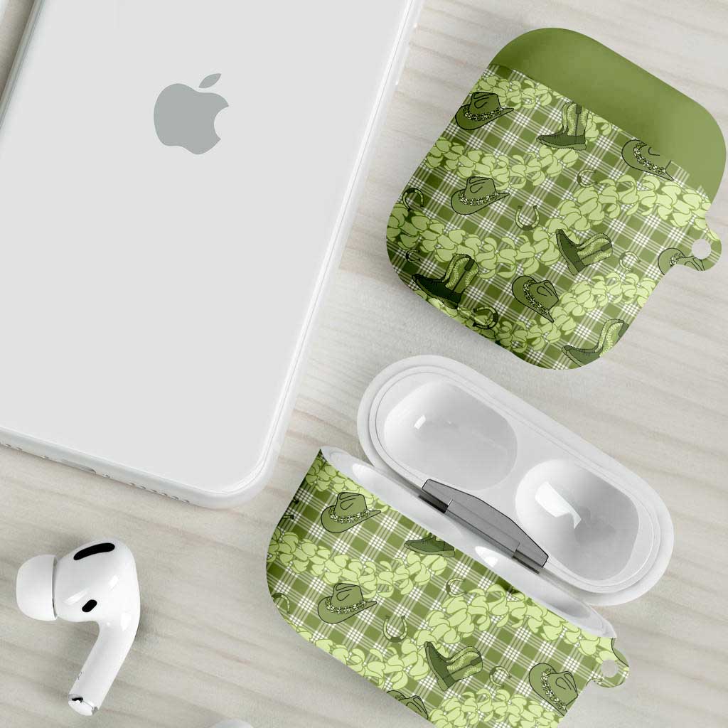 Lime Palaka Hawaii Cowboy AirPods Case Puakenikeni Lei Paniolo Papale Seamless Vibes LT14 - Polynesian Pride