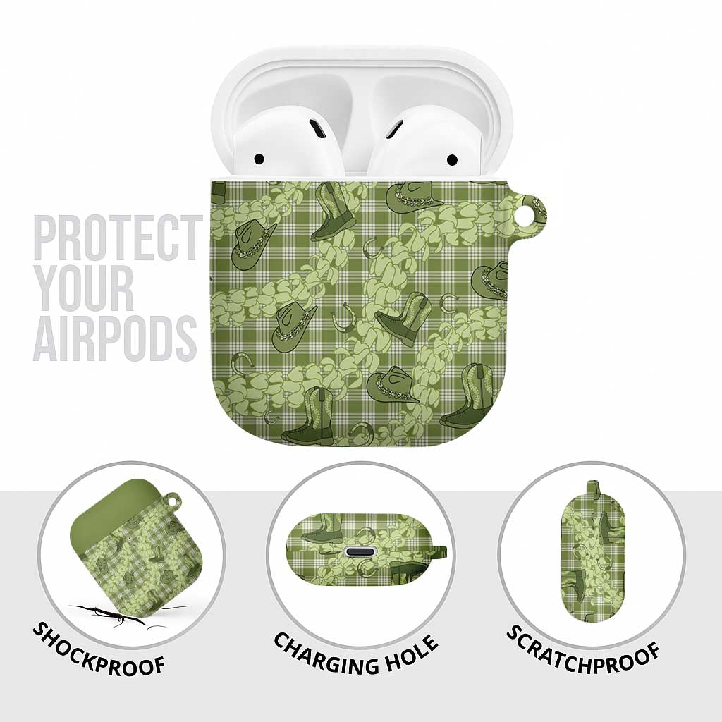 Lime Palaka Hawaii Cowboy AirPods Case Puakenikeni Lei Paniolo Papale Seamless Vibes LT14 - Polynesian Pride
