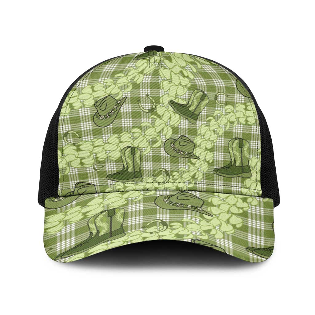 Lime Palaka Hawaii Cowboy Baseball Net Cap Puakenikeni Lei Paniolo Papale Seamless Vibes - Polynesian Pride