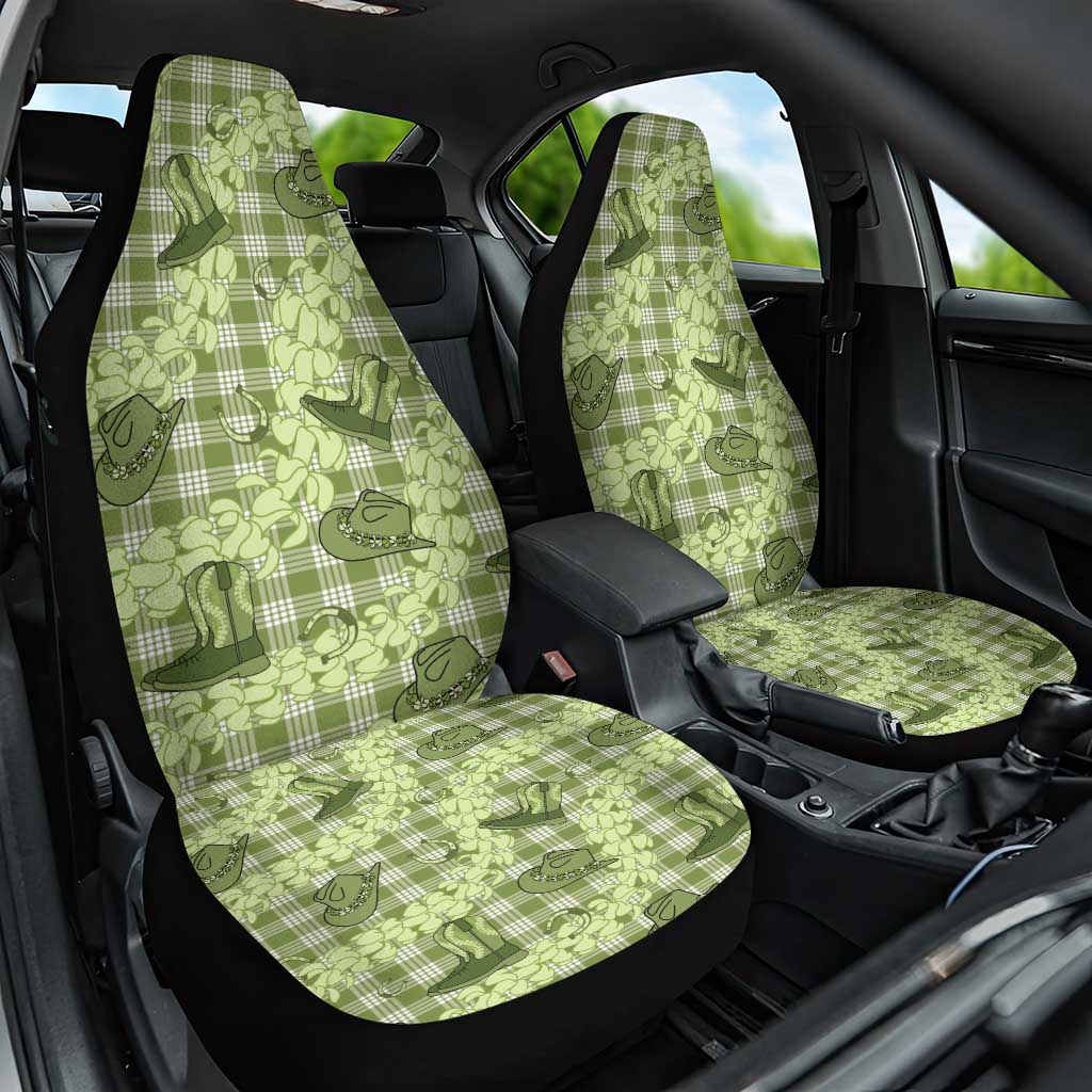 Lime Palaka Hawaii Cowboy Car Seat Cover Puakenikeni Lei Paniolo Papale Seamless Vibes LT14 One Size Lime - Polynesian Pride