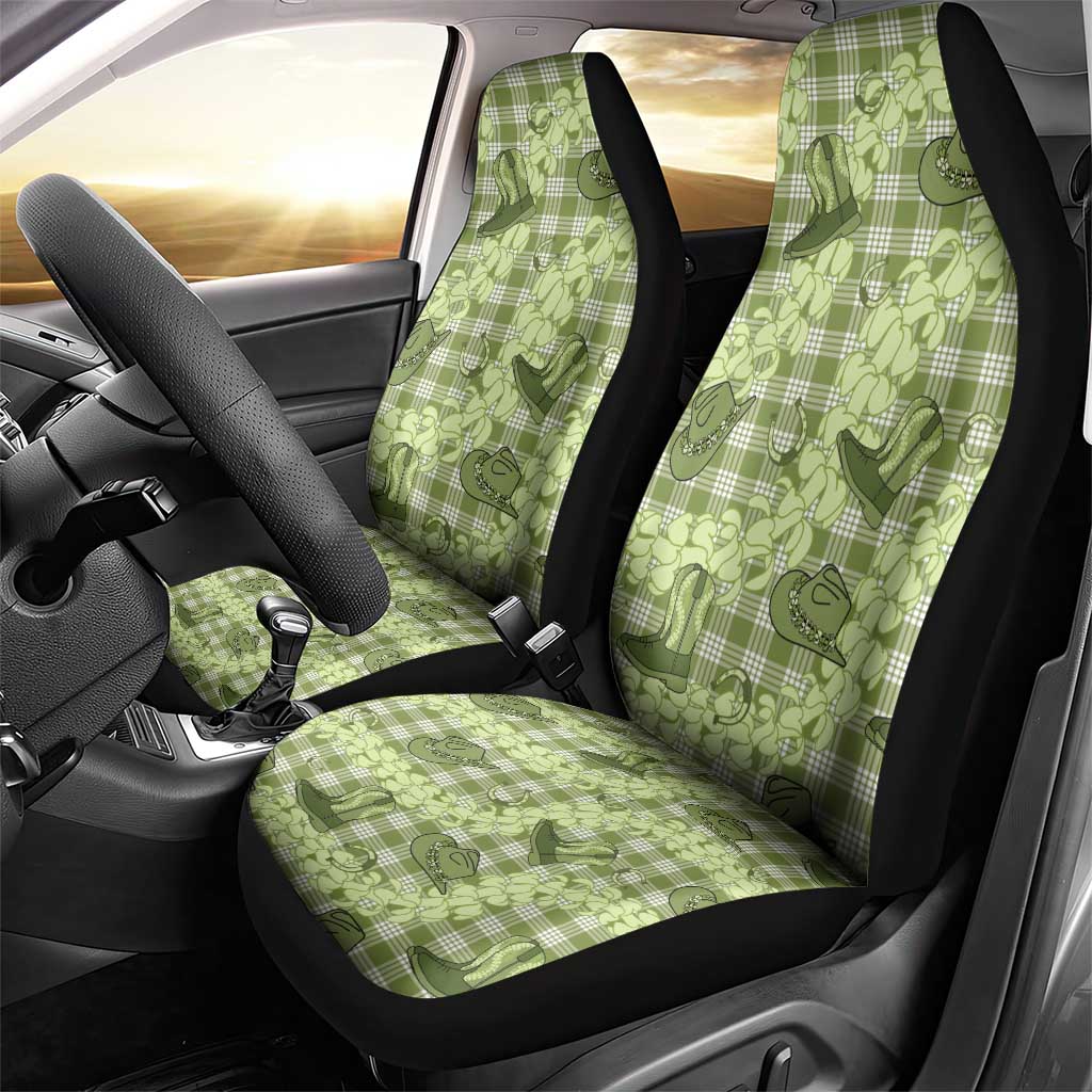 Lime Palaka Hawaii Cowboy Car Seat Cover Puakenikeni Lei Paniolo Papale Seamless Vibes LT14 - Polynesian Pride