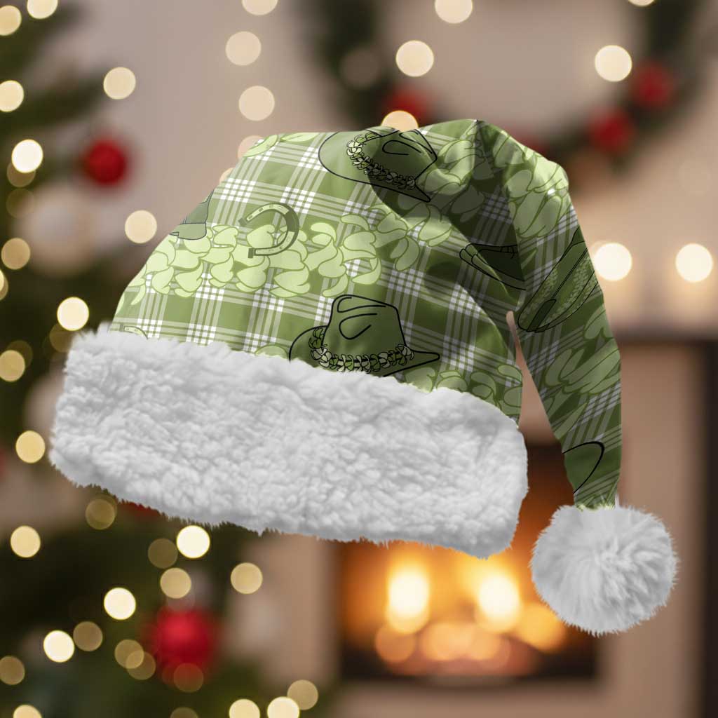 Lime Palaka Hawaii Cowboy Christmas Santa Hat Puakenikeni Lei Paniolo Papale Seamless Vibes LT14 With Fur Lime - Polynesian Pride