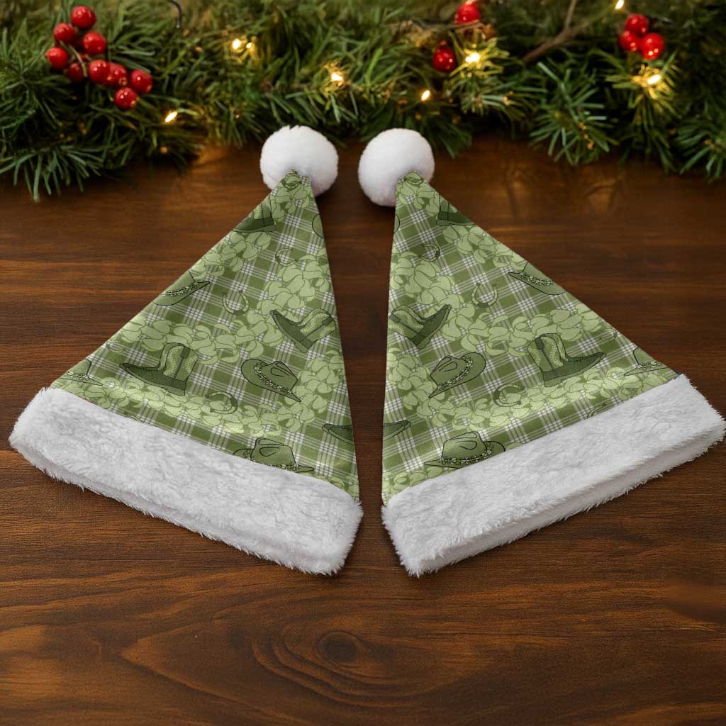 Lime Palaka Hawaii Cowboy Christmas Santa Hat Puakenikeni Lei Paniolo Papale Seamless Vibes LT14 - Polynesian Pride