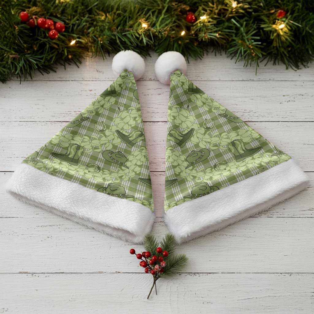 Lime Palaka Hawaii Cowboy Christmas Santa Hat Puakenikeni Lei Paniolo Papale Seamless Vibes LT14 - Polynesian Pride