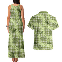 Lime Palaka Hawaii Cowboy Couples Matching Tank Maxi Dress and Hawaiian Shirt Puakenikeni Lei Paniolo Papale Seamless Vibes LT14 - Polynesian Pride