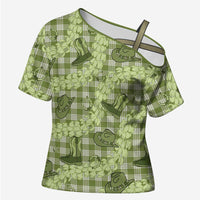 Lime Palaka Hawaii Cowboy Cross Shoulder Shirt Puakenikeni Lei Paniolo Papale Seamless Vibes LT14 Female Lime - Polynesian Pride