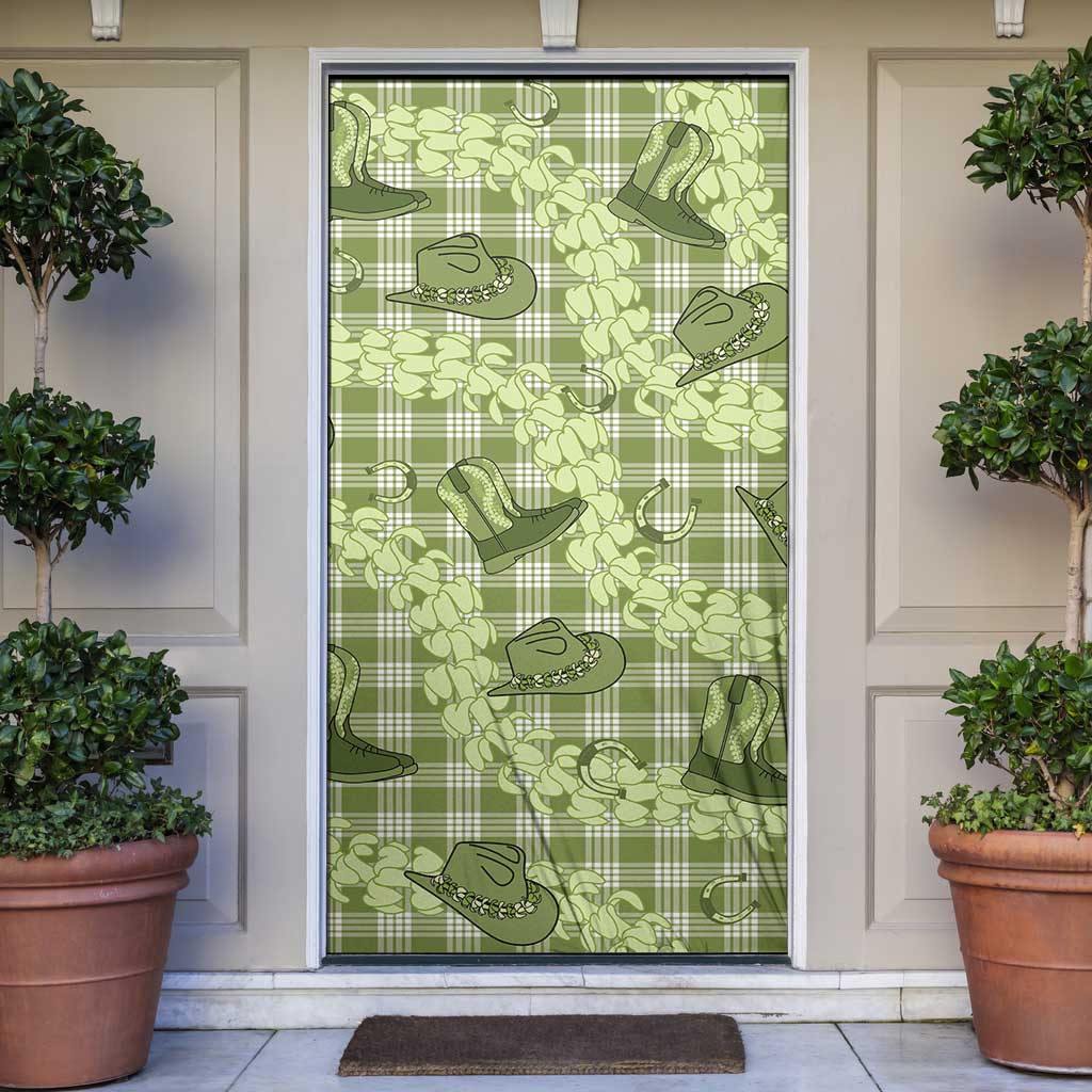 Lime Palaka Hawaii Cowboy Door Cover Puakenikeni Lei Paniolo Papale Seamless Vibes LT14 Lime - Polynesian Pride