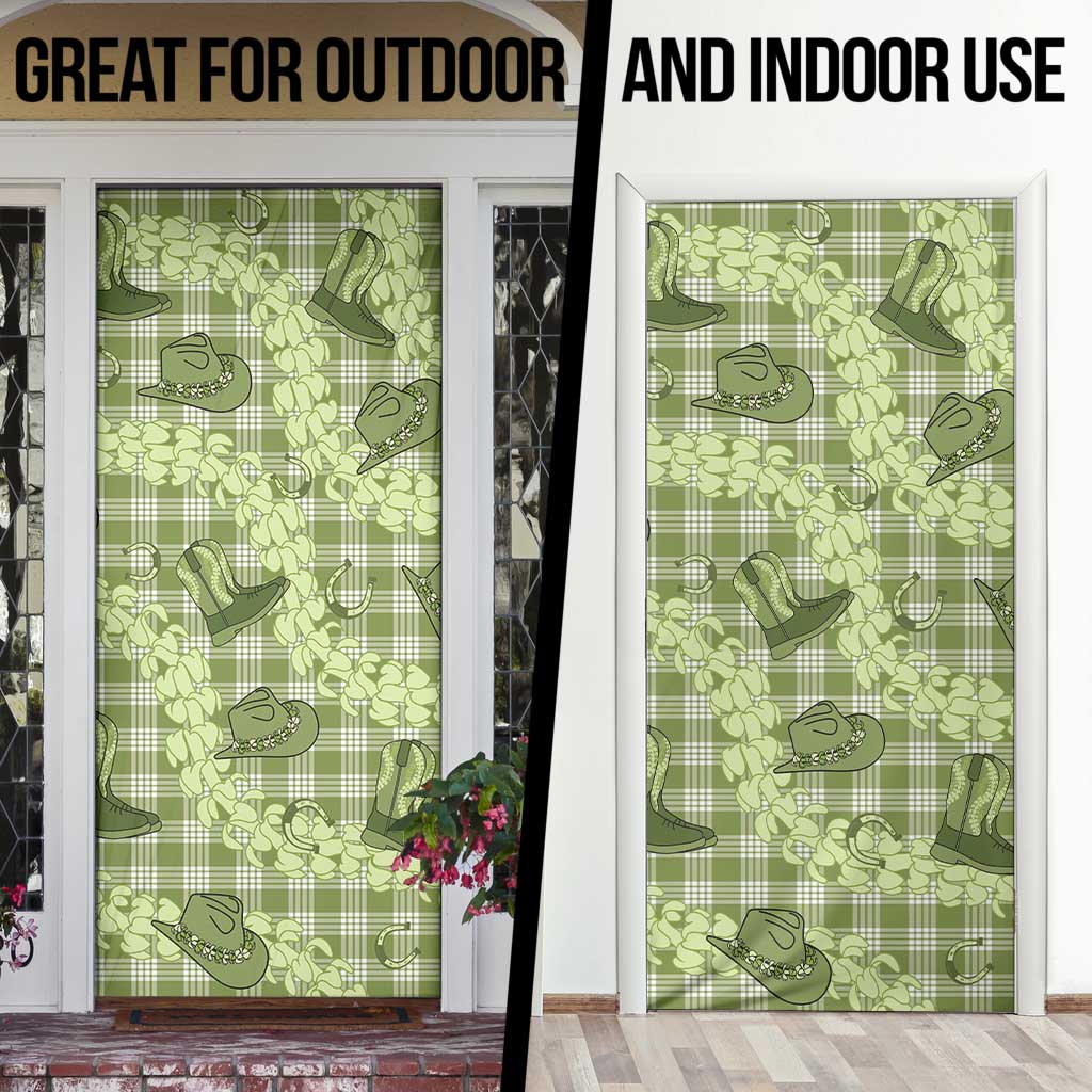 Lime Palaka Hawaii Cowboy Door Cover Puakenikeni Lei Paniolo Papale Seamless Vibes LT14 - Polynesian Pride