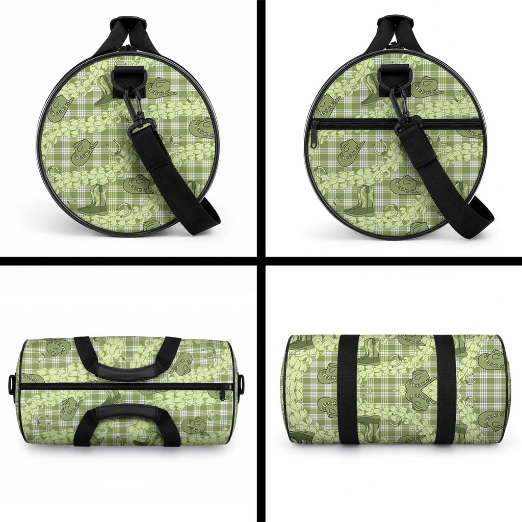 Lime Palaka Hawaii Cowboy Duffle Bag Puakenikeni Lei Paniolo Papale Seamless Vibes