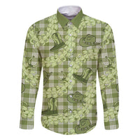 Lime Palaka Hawaii Cowboy Family Matching Long Sleeve Bodycon Dress and Hawaiian Shirt Puakenikeni Lei Paniolo Papale Seamless Vibes LT14 Dad's Shirt - Long Sleeve Lime - Polynesian Pride
