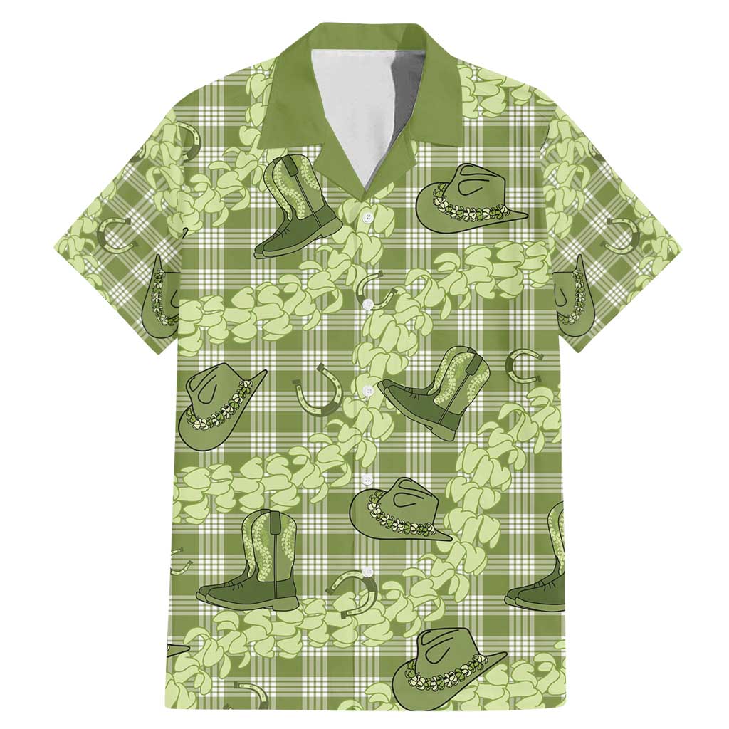 Lime Palaka Hawaii Cowboy Family Matching Mermaid Dress and Hawaiian Shirt Puakenikeni Lei Paniolo Papale Seamless Vibes LT14 Dad's Shirt - Short Sleeve Lime - Polynesian Pride