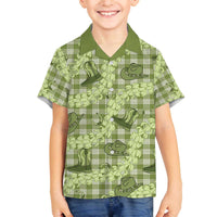 Lime Palaka Hawaii Cowboy Family Matching Off The Shoulder Long Sleeve Dress and Hawaiian Shirt Puakenikeni Lei Paniolo Papale Seamless Vibes LT14 Son's Shirt Lime - Polynesian Pride