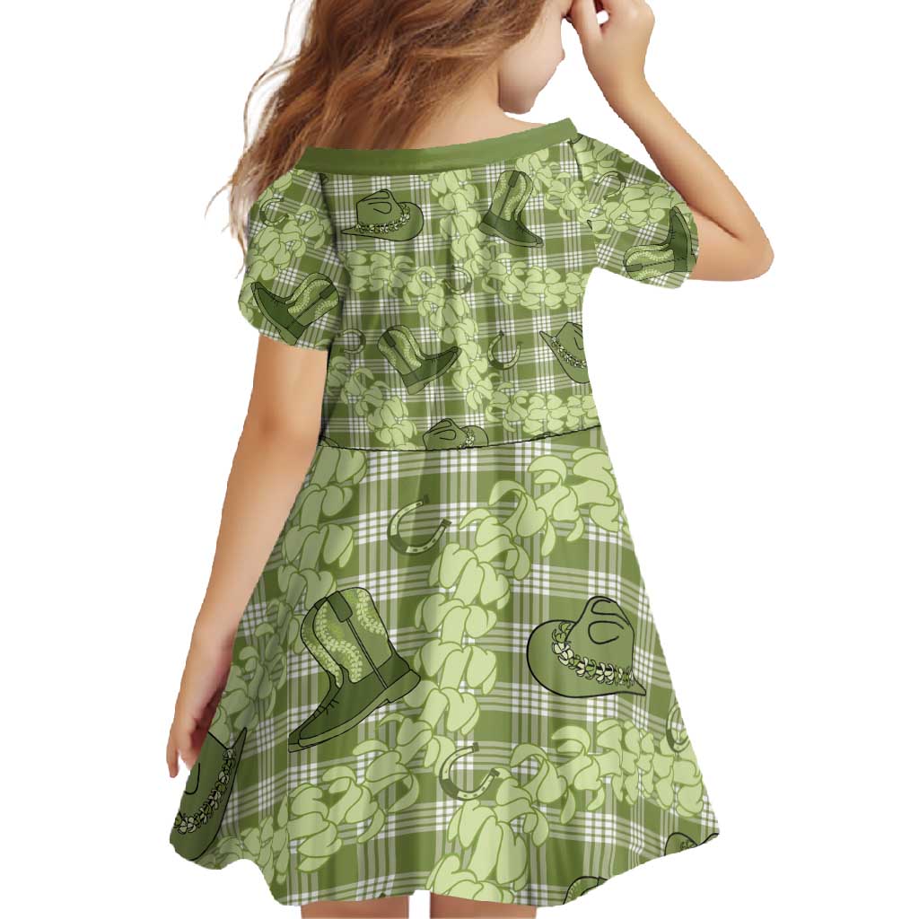 Lime Palaka Hawaii Cowboy Family Matching Off Shoulder Maxi Dress and Hawaiian Shirt Puakenikeni Lei Paniolo Papale Seamless Vibes LT14 - Polynesian Pride