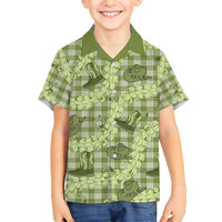 Lime Palaka Hawaii Cowboy Family Matching Off Shoulder Maxi Dress and Hawaiian Shirt Puakenikeni Lei Paniolo Papale Seamless Vibes LT14 Son's Shirt Lime - Polynesian Pride