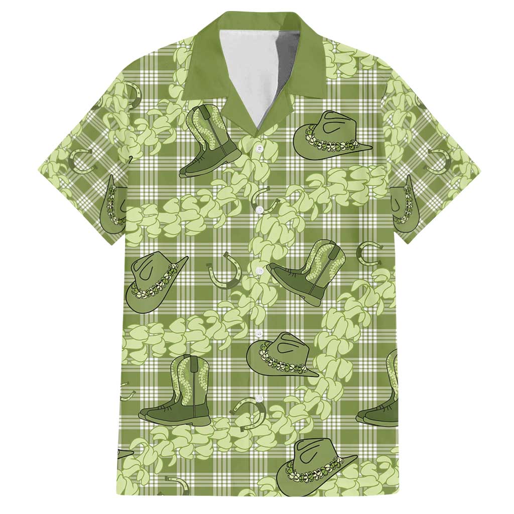 Lime Palaka Hawaii Cowboy Family Matching Puletasi and Hawaiian Shirt Puakenikeni Lei Paniolo Papale Seamless Vibes LT14 Dad's Shirt - Short Sleeve Lime - Polynesian Pride