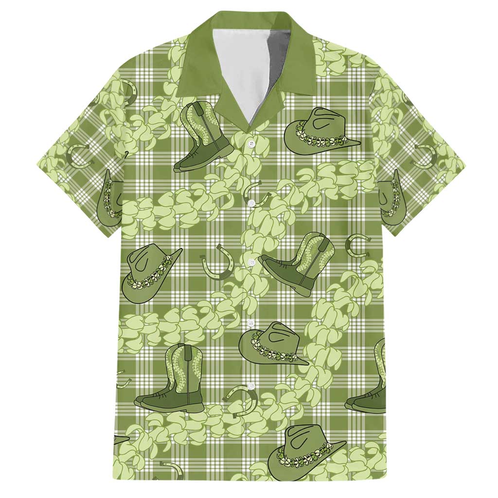 Lime Palaka Hawaii Cowboy Family Matching Short Sleeve Bodycon Dress and Hawaiian Shirt Puakenikeni Lei Paniolo Papale Seamless Vibes LT14 Dad's Shirt - Short Sleeve Lime - Polynesian Pride