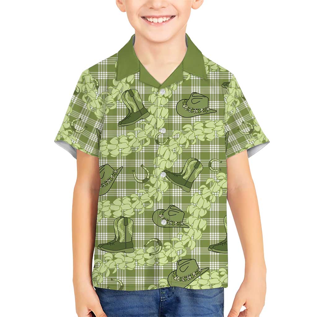 Lime Palaka Hawaii Cowboy Family Matching Short Sleeve Bodycon Dress and Hawaiian Shirt Puakenikeni Lei Paniolo Papale Seamless Vibes LT14 Son's Shirt Lime - Polynesian Pride