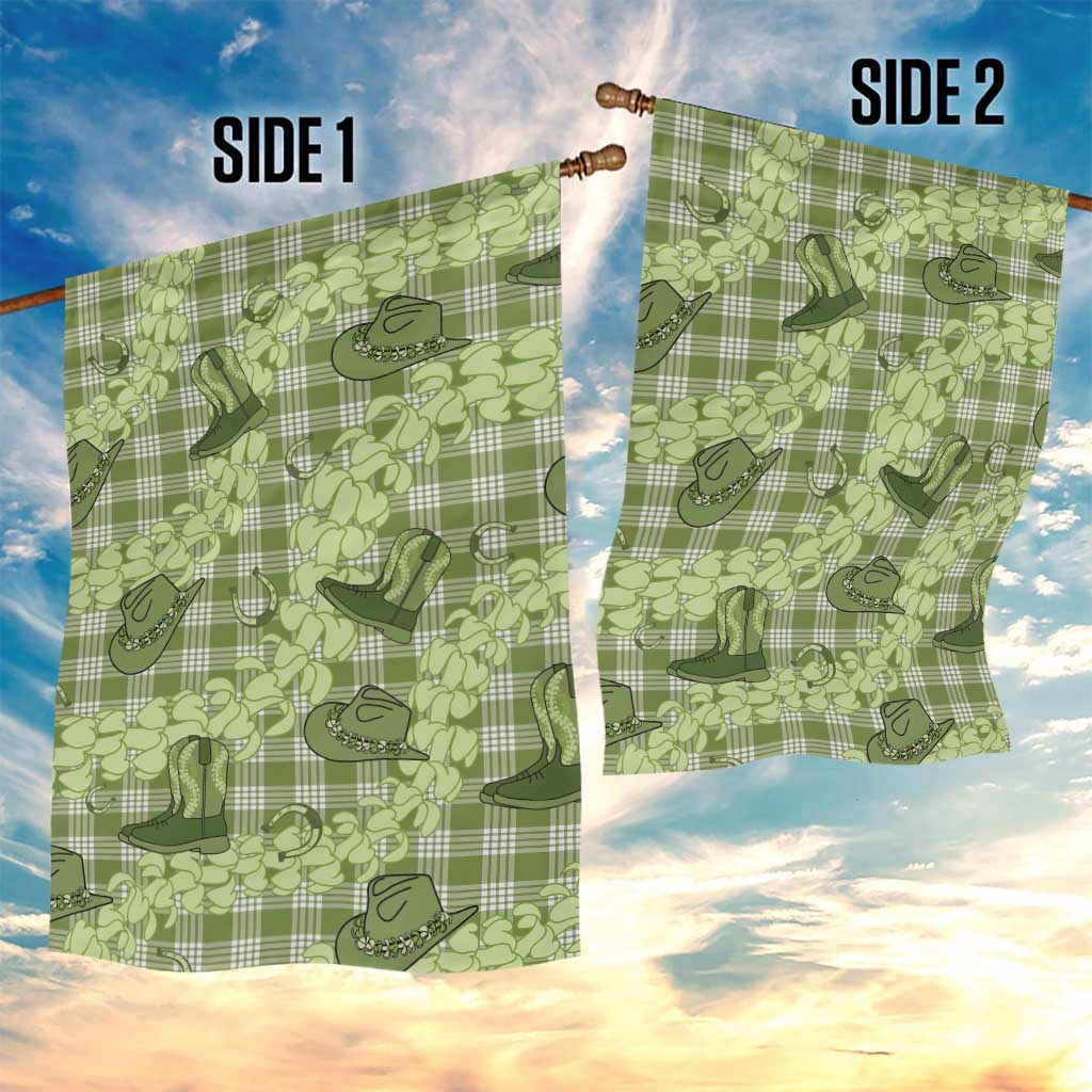 Lime Palaka Hawaii Cowboy Garden Flag Puakenikeni Lei Paniolo Papale Seamless Vibes LT14 - Polynesian Pride