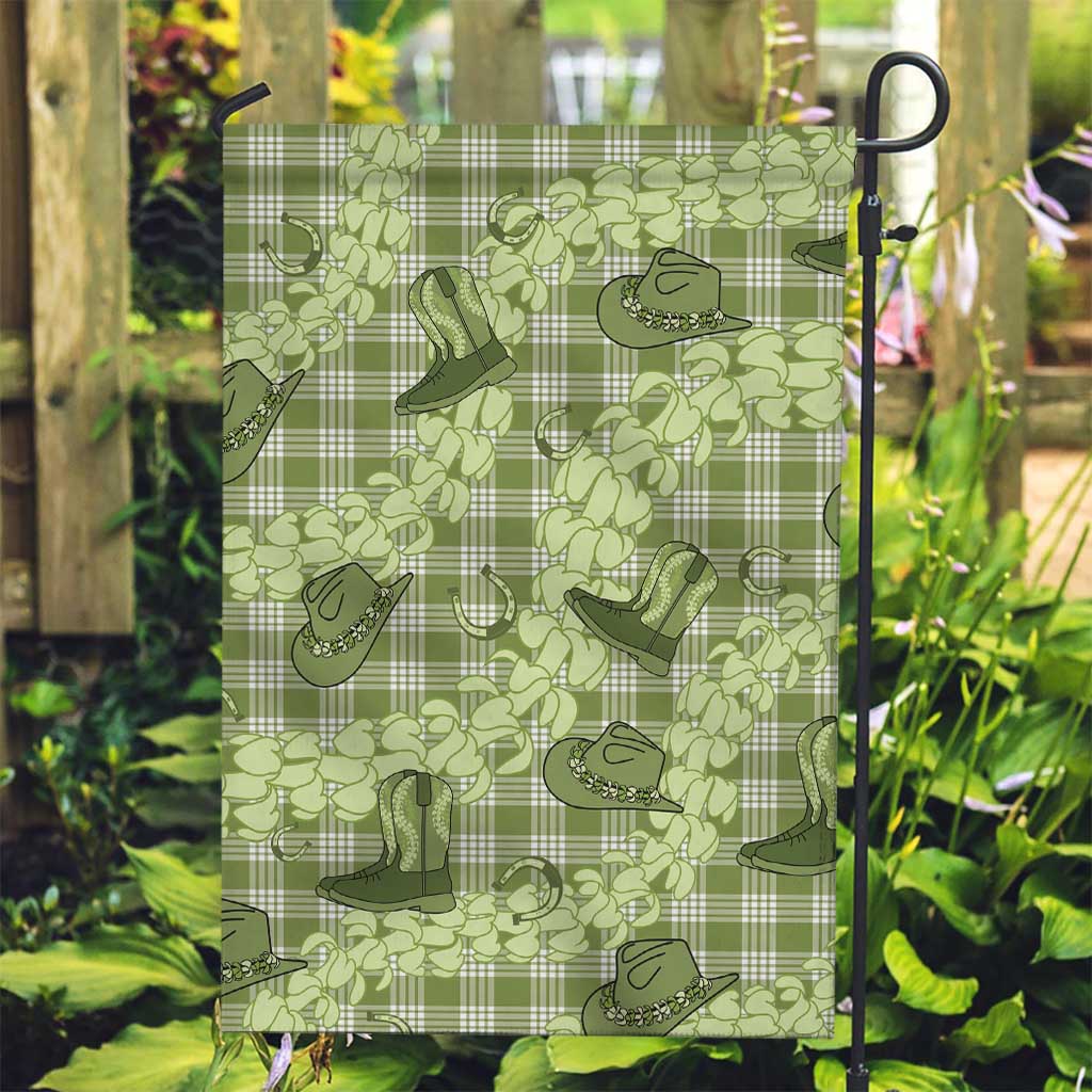 Lime Palaka Hawaii Cowboy Garden Flag Puakenikeni Lei Paniolo Papale Seamless Vibes LT14 Garden Flag Lime - Polynesian Pride