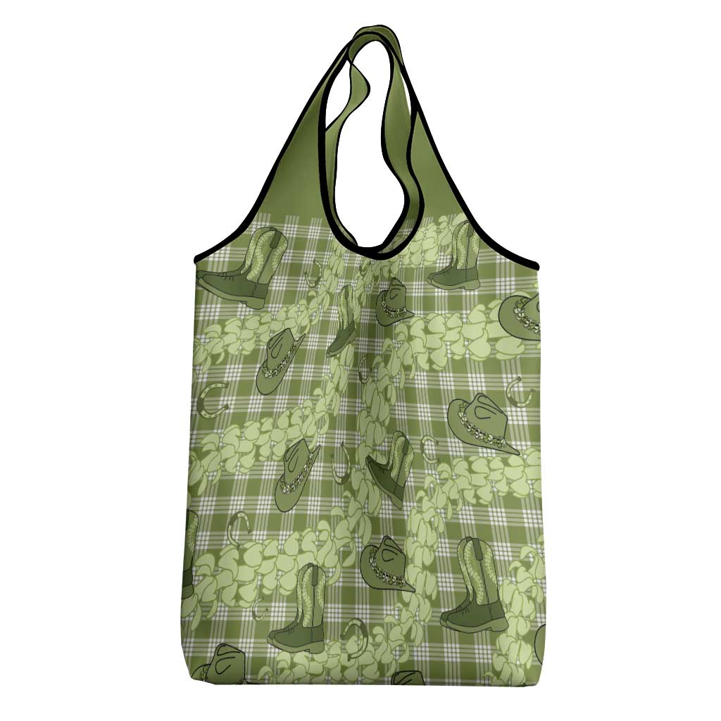 Lime Palaka Hawaii Cowboy Grocery Bag Puakenikeni Lei Paniolo Papale Seamless Vibes LT14 - Polynesian Pride