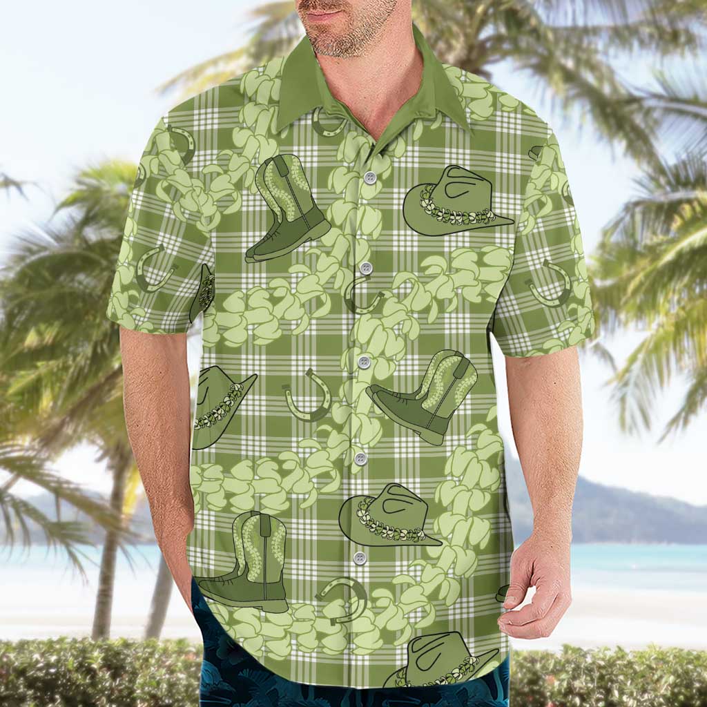 Lime Palaka Hawaii Cowboy Hawaiian Shirt Puakenikeni Lei Paniolo Papale Seamless Vibes LT14 - Polynesian Pride