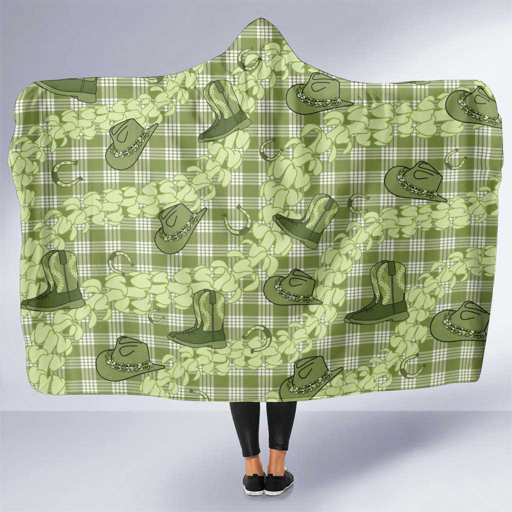 Lime Palaka Hawaii Cowboy Hooded Blanket Puakenikeni Lei Paniolo Papale Seamless Vibes LT14 One Size Lime - Polynesian Pride