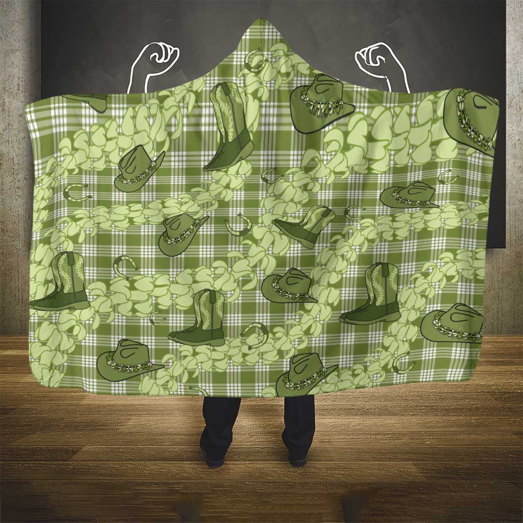 Lime Palaka Hawaii Cowboy Hooded Blanket Puakenikeni Lei Paniolo Papale Seamless Vibes LT14 - Polynesian Pride